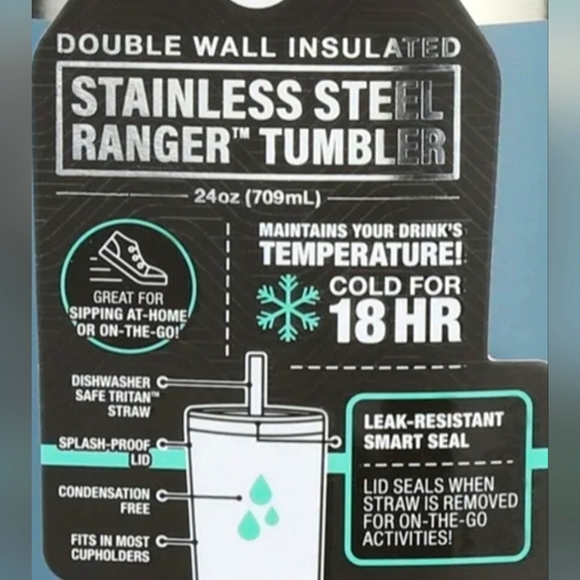 Tal Water Tumbler with Acrylic Straw, Blue, 24oz - Picture 6 of 6